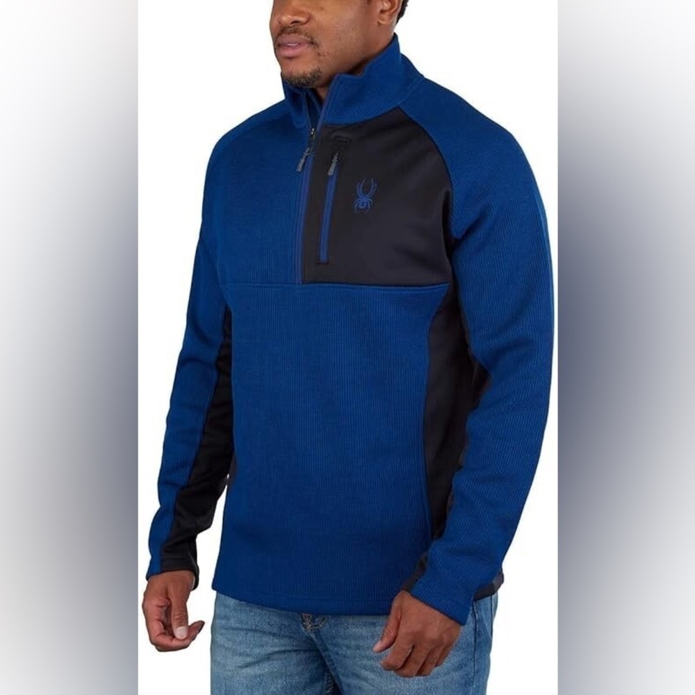 Spyder‎ Blue Black Pullover Half Zip Front Gait Sweater